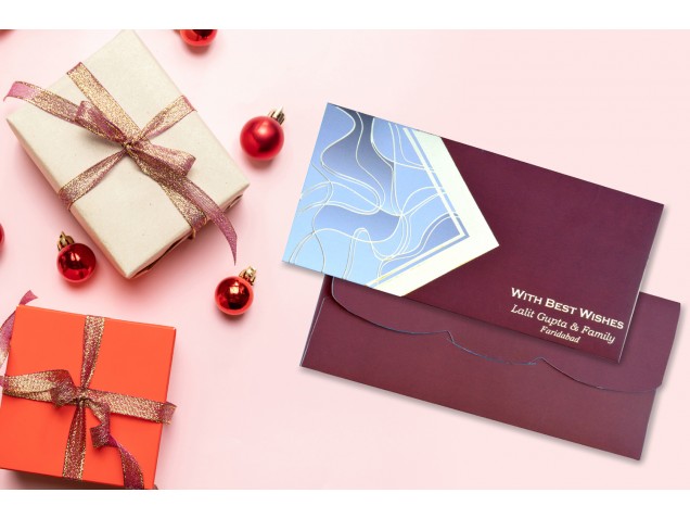 Maroon Delicate Design Personalised Shagun Envelope - Pack of 20 -  - Memorys