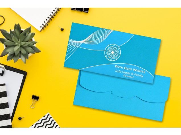 Ocean Green & Blue Design Personalised Shagun Envelope - Pack of 20 -  - Memorys