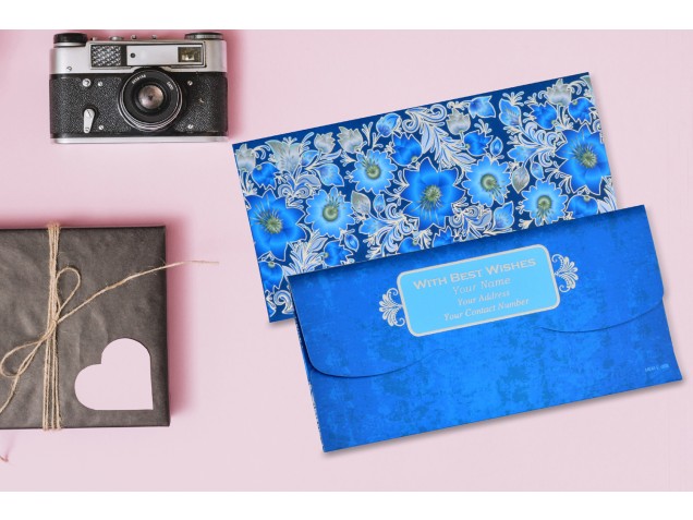 Blue Floral Personalised Shagun Envelopes - Pack of 20 -  - Memorys