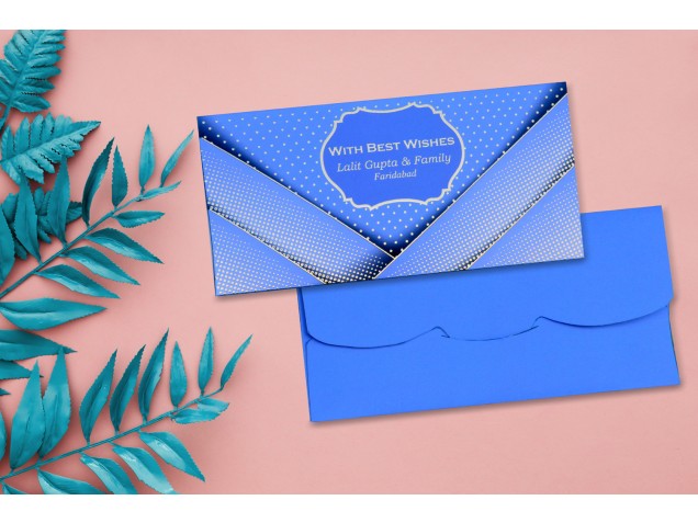 Royal Blue Pocket Style Personalised Shagun Envelope - Pack os 20 -  - Memorys