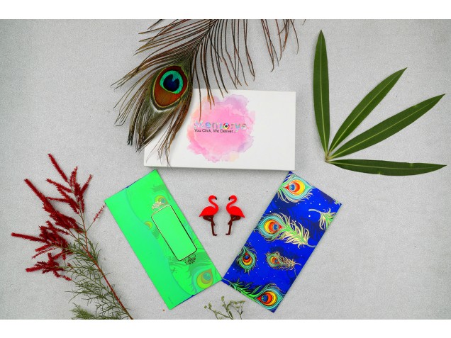 Peacock feather Designer Shagun Envelopes - Pack of 12 -  - Memorys