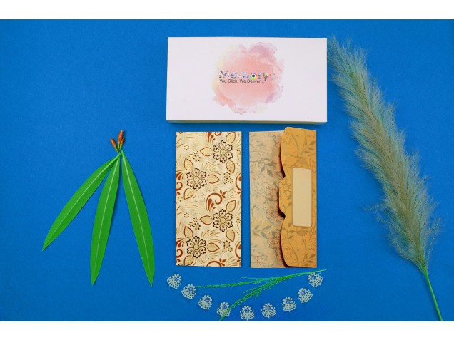 Beige Floral Shagun Envelope - Pack of 12 -  - Memorys