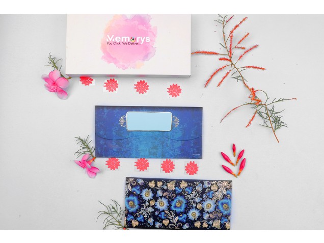 Blue Floral Shagun Envelope - Pack of 12 -  - Memorys