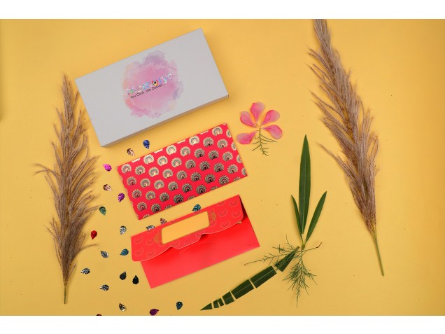 Peach Color Designer Shagun Envelope - Pack of 12 -  - Memorys