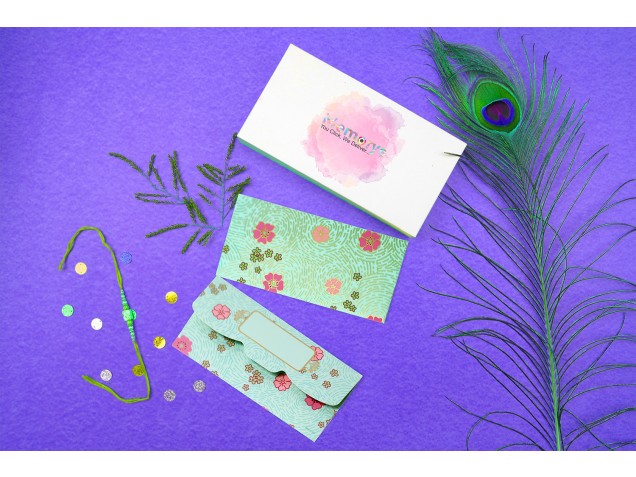 Finger Print with Flowers Shagun Envelope  - Pack of 12 -  - Memorys