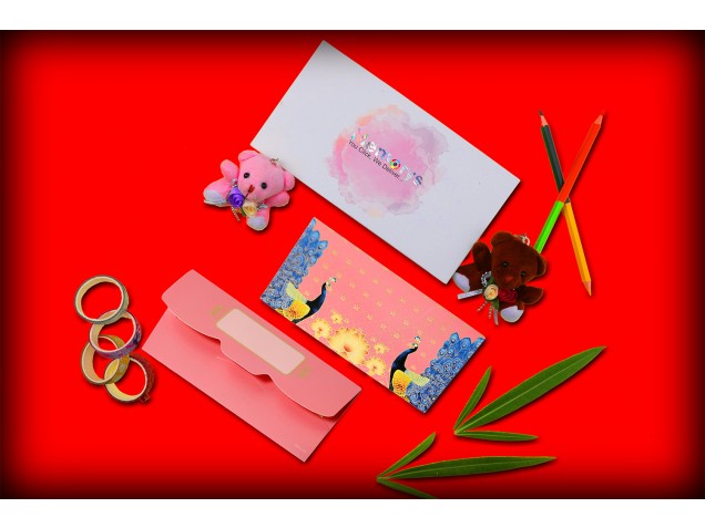 Dancing Peacocks with Lotus Design Shagun Envelope - Pack of 12 - Designer Shagun Envelopes - Memorys