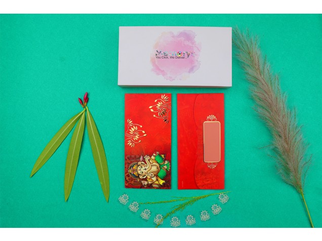 Shree Ganesha Shagun Envelope - Pack of 12 - Designer Shagun Envelopes - Memorys
