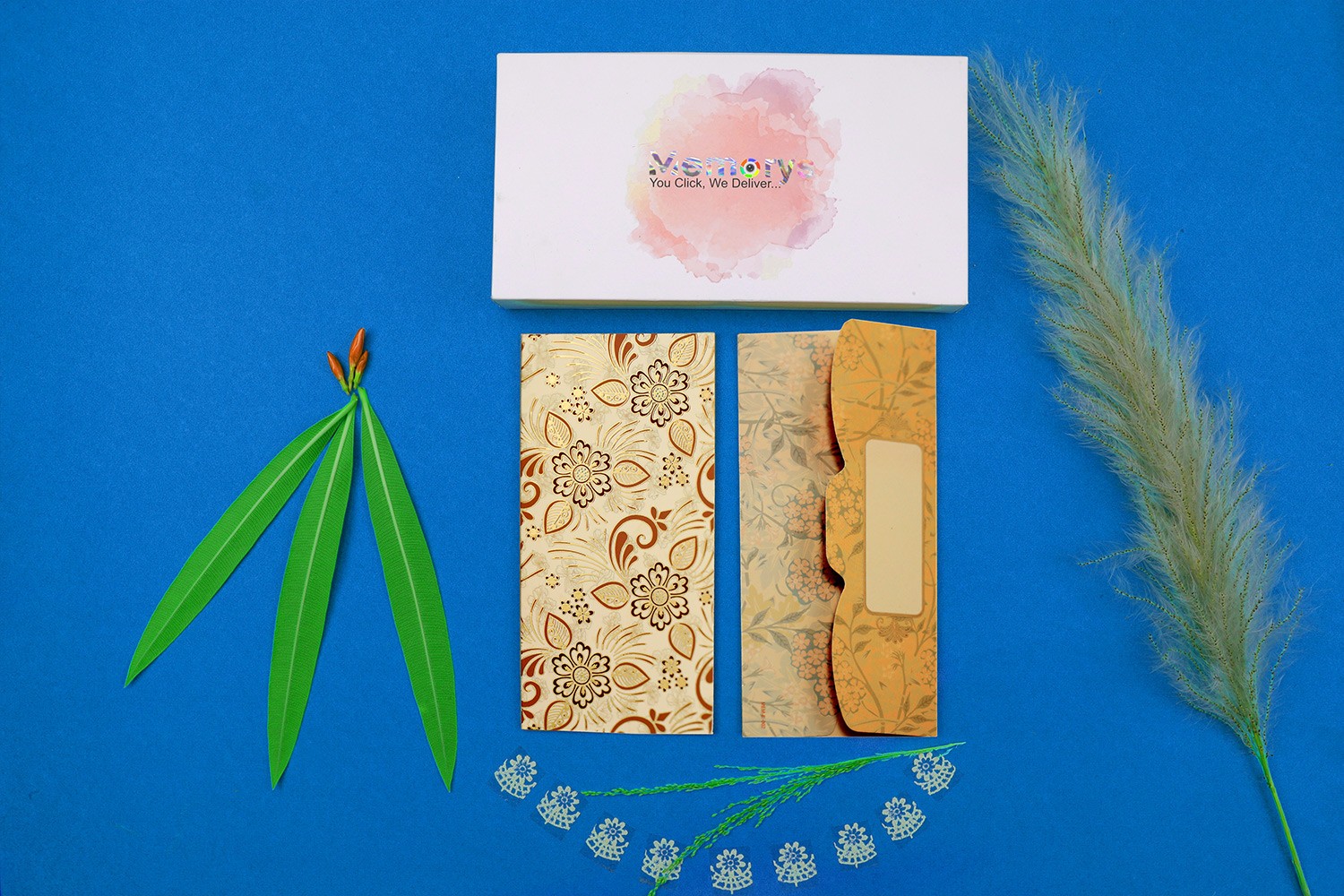 Beige Floral Shagun Envelope - Pack of 12