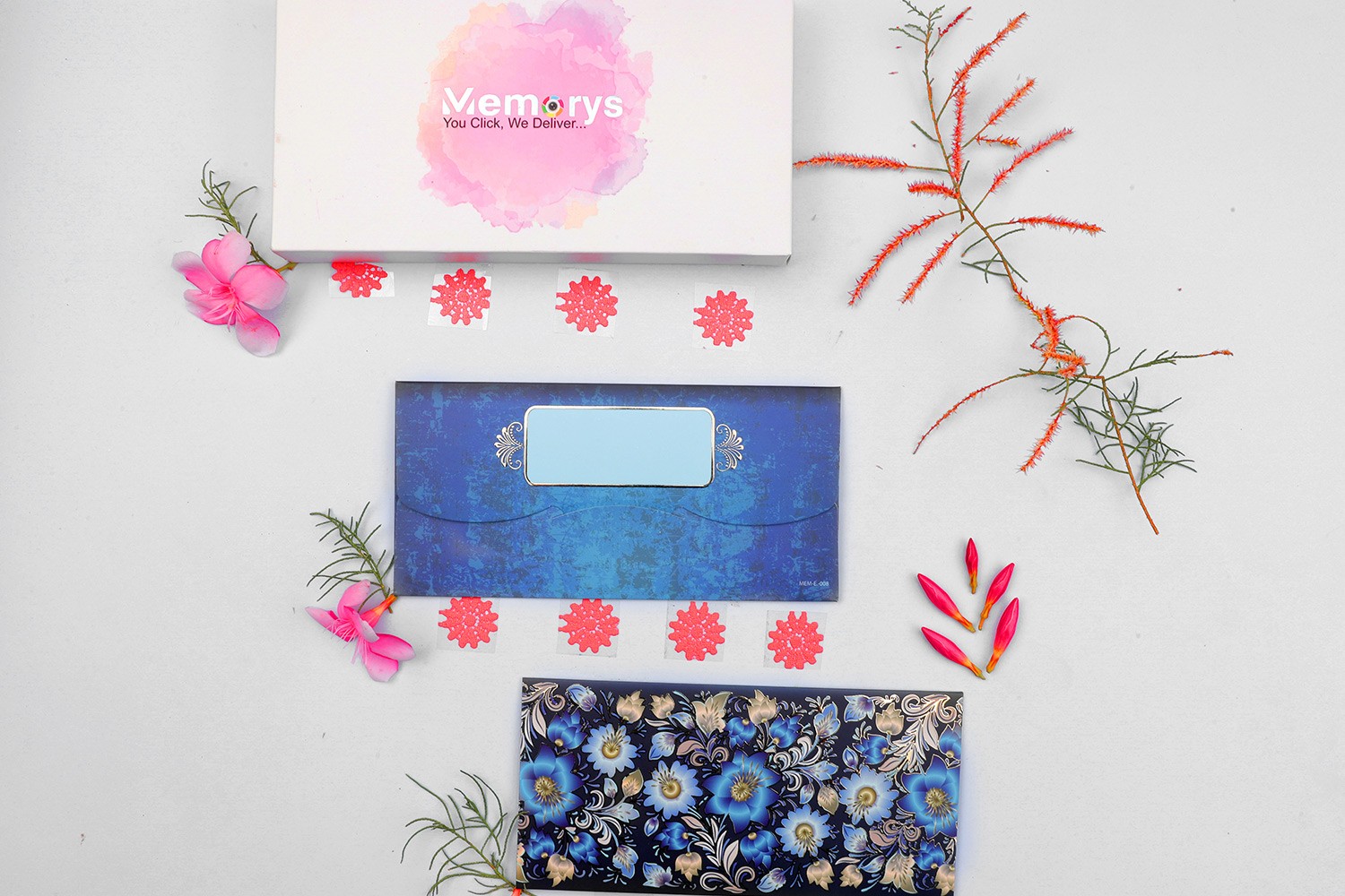 Blue Floral Shagun Envelope - Pack of 12