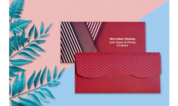 Maroon Dotted & Box Design Personalised Shagun Envelope - Pack of 20