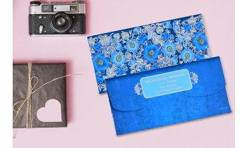 Blue Floral Personalised Shagun Envelopes - Pack of 20