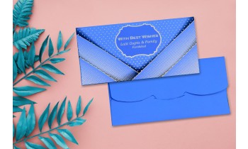 Royal Blue Pocket Style Personalised Shagun Envelope - Pack os 20