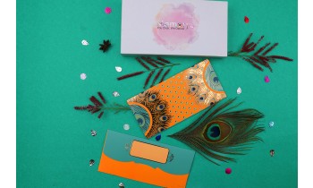 Mustard Color Peacock feather Design Shagun Envelope - Pack of 12