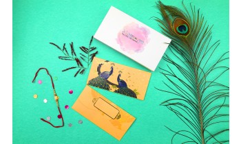 Yellow Peacocks Design Shagun Envelope - Pack of 12
