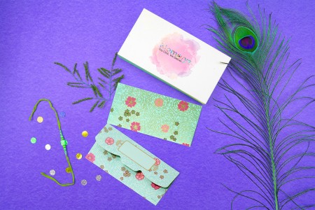 Finger Print with Flowers Shagun Envelope  - Pack of 12